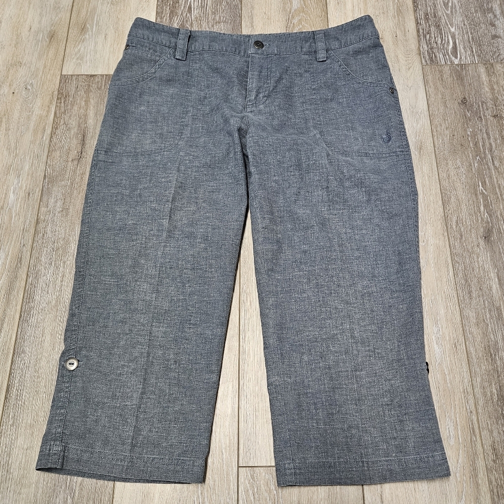 Isis Hemp Blend Cropped Capri Pants Grey Lightweight Resortwear Women's 8 Casual